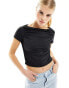 Фото #2 товара 4th & Reckless ruched wide neck cropped t-shirt in black