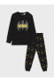 LCW Kids Bisiklet Yaka Batman Baskılı Uzun Kollu Erkek Çocuk Pijama Takımı