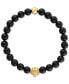 ფოტო #1 პროდუქტის Onyx & Lion Bead Stretch Bracelet in 14k Gold-Plated Sterling Silver, (Also in Blue Tiger Eye), Created for Macy's