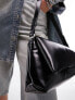 Topshop Spencer asymmetric puffy shoulder bag in black