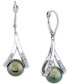 ფოტო #1 პროდუქტის Cultured Tahitian Pearl (8-1/2mm) & Diamond (1/5 ct. t.w.) Leverback Drop Earrings in 14k White Gold