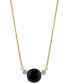 ფოტო #1 პროდუქტის Onyx & Diamond Accent 16" Pendant Necklace in 14k Gold