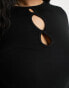 Yours Exclusive keyhole detail long sleeve top in black