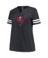 ფოტო #3 პროდუქტის Women's Charcoal Distressed Tampa Bay Buccaneers Plus Size Logo Notch Neck Raglan Sleeve T-shirt