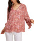 ფოტო #1 პროდუქტის Printed Soft Crepe V Neck Top With Symphony SLV