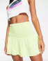 Фото #1 товара Bershka shirred detail mini skirt in lime green