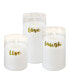 Фото #1 товара Moving Flame Live Laugh Love LED Glass Candles, Set of 3