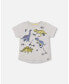 Boy Organic Cotton T-Shirt With Dino Print Light Gray Mix - Child