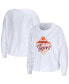 Фото #1 товара Women's White Clemson Tigers Diamond Long Sleeve Cropped T-shirt