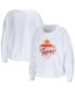 ფოტო #1 პროდუქტის Women's White Clemson Tigers Diamond Long Sleeve Cropped T-shirt