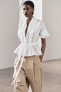 Zw collection pleated shirt with belt