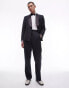 Фото #1 товара Topman premium straight high waisted relaxed wool rich tux suit trousers in black