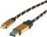 Фото #2 товара Кабель для зарядки ROLINE USB 1м - USB A - USB C - USB 3.2 Gen 2 (3.1 Gen 2) - Male/Male - черный - золотой