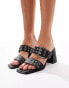 ASOS DESIGN Hide buckle detail mid block heeled sandals in black Черный, 39 - фото #1