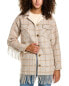 Фото #1 товара Sandro Fringe Wool-Blend Shacket Women's Beige 40