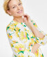 Фото #3 товара Women's 100% Linen Floral-Print Woven Tab-Sleeve Tunic, Created for Macy's