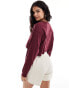 Levi's crop football logo long sleeve t-shirt in burgundy