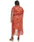 Фото #2 товара Plus Size Printed Smocked Fit & Flare Dress