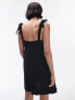 Topshop flippy tie strap mini with bead detail in black linen