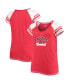 Women's Red Los Angeles Angels Curvy Colorblock Tri-Blend Raglan V-Neck T-shirt