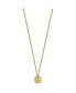 Фото #3 товара Chisel and Hammered Yellow IP-plated Circle Pendant 15 inch Curb Chain Necklace