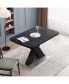 Modern Square Dining Table, Stretchable, Printed Marble Table Top+MDF X-Shaped Table Leg