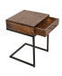 Фото #7 товара Mango Wood Side Table With Drawer And Cantilever Iron Base, Brown And Black