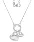 Фото #1 товара Cubic Zirconia Double Heart Charm & Holder Pendant Necklace, 16" + 2" extender