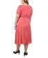 ფოტო #2 პროდუქტის Plus Size Short Sleeve Belted Swiss Dot Dress