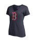 Фото #1 товара Women's Navy Boston Red Sox Static Logo V-Neck T-shirt