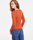 Фото #2 товара Women's Scoop-Neck Ribbed Long-Sleeve Top, Created for Macy's