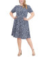 Фото #1 товара Plus Size Printed Ruched-Waist Dress