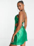 Фото #3 товара ASOS DESIGN lace back cami slip beach mini dress in green
