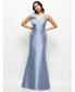 ფოტო #1 პროდუქტის Women's Deep V-back Satin Trumpet Dress with Cascading Bow at One Shoulder