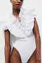 Ribbed bodysuit with ruffles