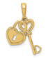 ფოტო #1 პროდუქტის Key and Heart Shaped Lock Pendant in 14k Yellow Gold