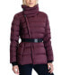 Women's Stretch Asymmetrical Belted Down Puffer Coat