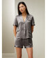 Фото #6 товара Women's 22 Momme Summer Short Silk Pajama Set