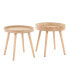 Pebble Mid Century Modern Side Table Set In Natural Wood