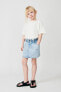 Denim skirt with embroidered strawberries