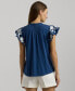 ფოტო #2 პროდუქტის Women's Embroidered Flutter-Sleeve Top