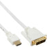 InLine HDMI to DVI Cable male / 18+1 male white gold 1.5m