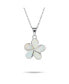 ფოტო #1 პროდუქტის White Created Opal Hawaiian Flower Plumeria Necklace Pendant For Women Girlfriend .925 Sterling Silver October Birthstone