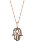 Фото #1 товара Chocolate Diamond & Nude Diamond Hamsa Hand Adjustable 20" Pendant Necklace (1/2 ct. t.w.) in 14k Rose Gold