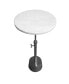 Фото #2 товара Aluminum Frame Round Side Table with Marble Top and Adjustable Height, White and Silver