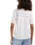 Vila broderie detail top with v neck in cream Белый, 38 - фото #4