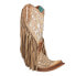 Corral Boots Ld Lamb Inlay & Embroidery & Fringes Snip Toe Cowboy Womens Brown