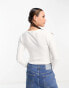 Фото #4 товара COLLUSION long sleeve textured cut out top in white
