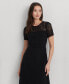 Women's Belted Lace-Trim Fit & Flare Dress