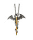 ფოტო #1 პროდუქტის Antiqued Yellow IP-plated Dragon on Sword Cable Chain Necklace